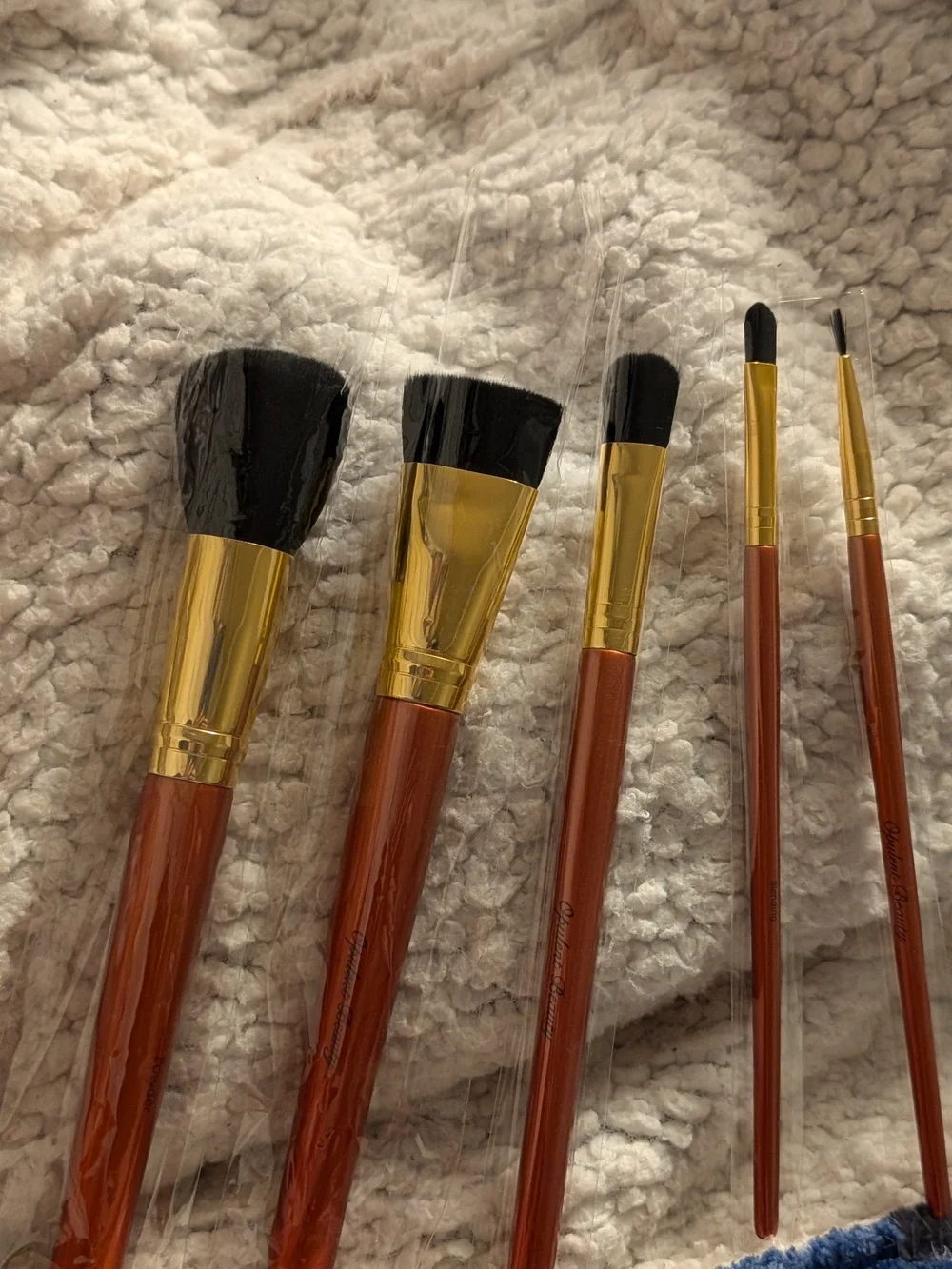 5-Piece Makeup Brush Set in Brown and Gold